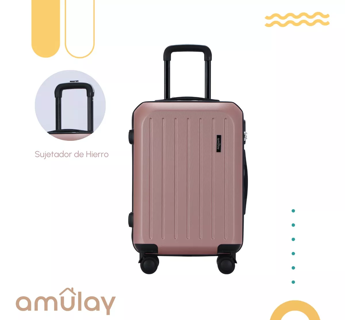 Maleta Mano Viaje Cabina Carry On Candado Ruedas 360° Amulay