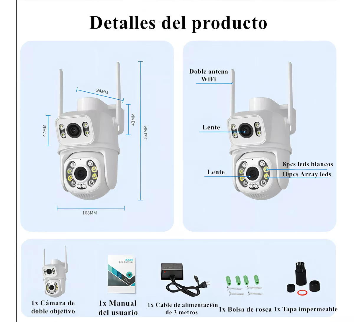 Cámara de seguridad ANBOLM BOA25 con resolución de 8MP visión nocturna incluida blanca