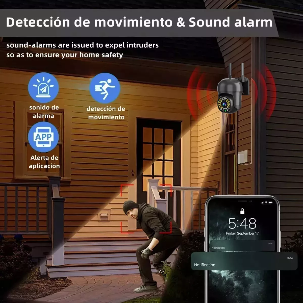 Cámara De Seguridad Wifi Foco Hd 1080p Nocturna Alarma 2pcs