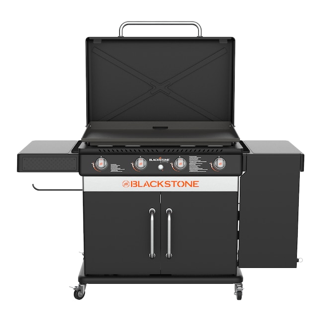 Blackstone - Plancha para gabinete culinario de 36" con mesa auxiliar, parrilla superior plana de propano l&iacute;quido con 4 quemadores