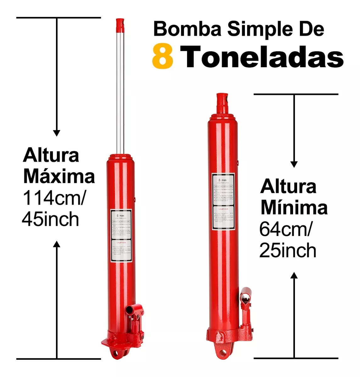 Jack Hidráulico De 8 Toneladas Para Plumas Gato