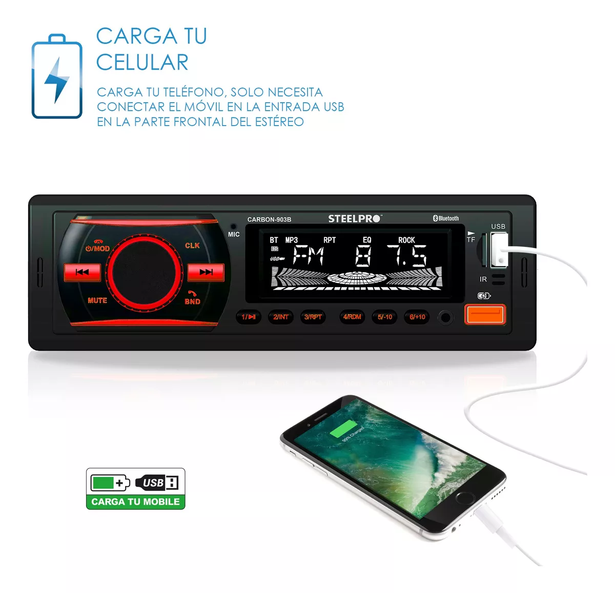 kit Autoestereo Steelpro Bluetooth Y Bocinas 6x9 Bocinas 6.5