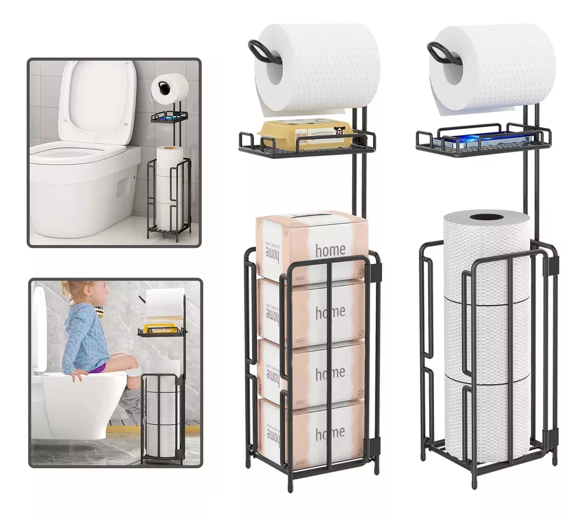 Soporte Para Papel Higi&eacute;nico De Acero Inoxidable 2pcs,negro