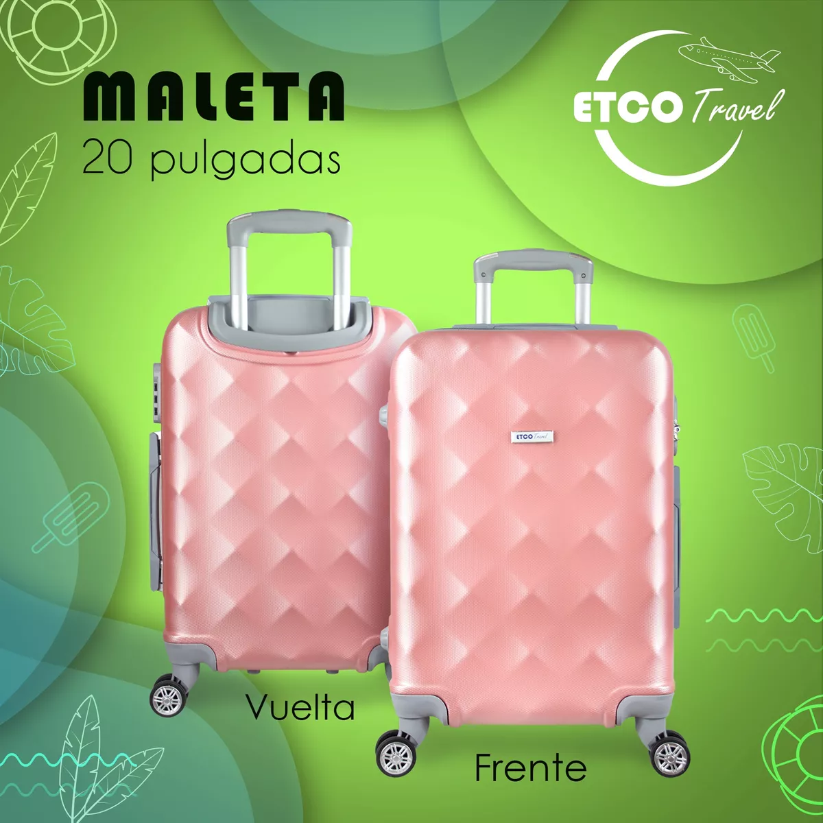 Maleta Con Ruedas Giro 360° De Viaje, 20 Pul Maletas Rigidas