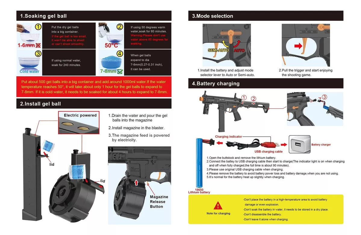 Pistola De Juguete De Bolas Hidrogel Eléctrica Arp9 75cm