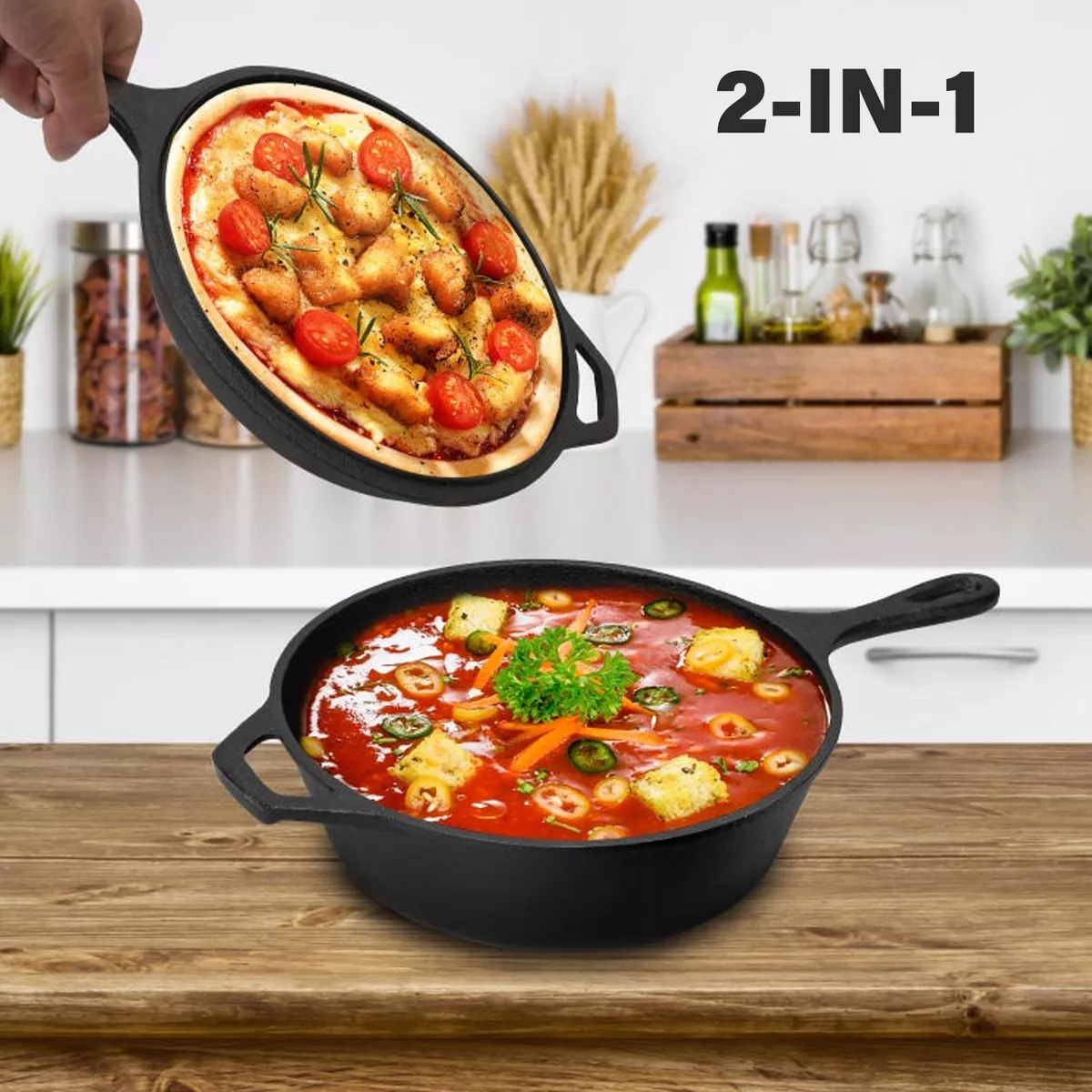 Sartén De Hierro Fundido Antiadherente Para Cocina, 2 Piezas