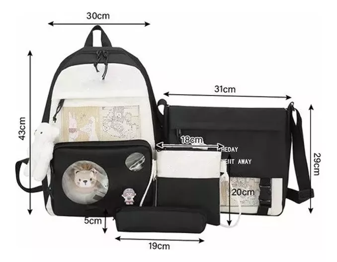 Mochilas Escolares Niño Para Niñas Set De 4 Piezas.