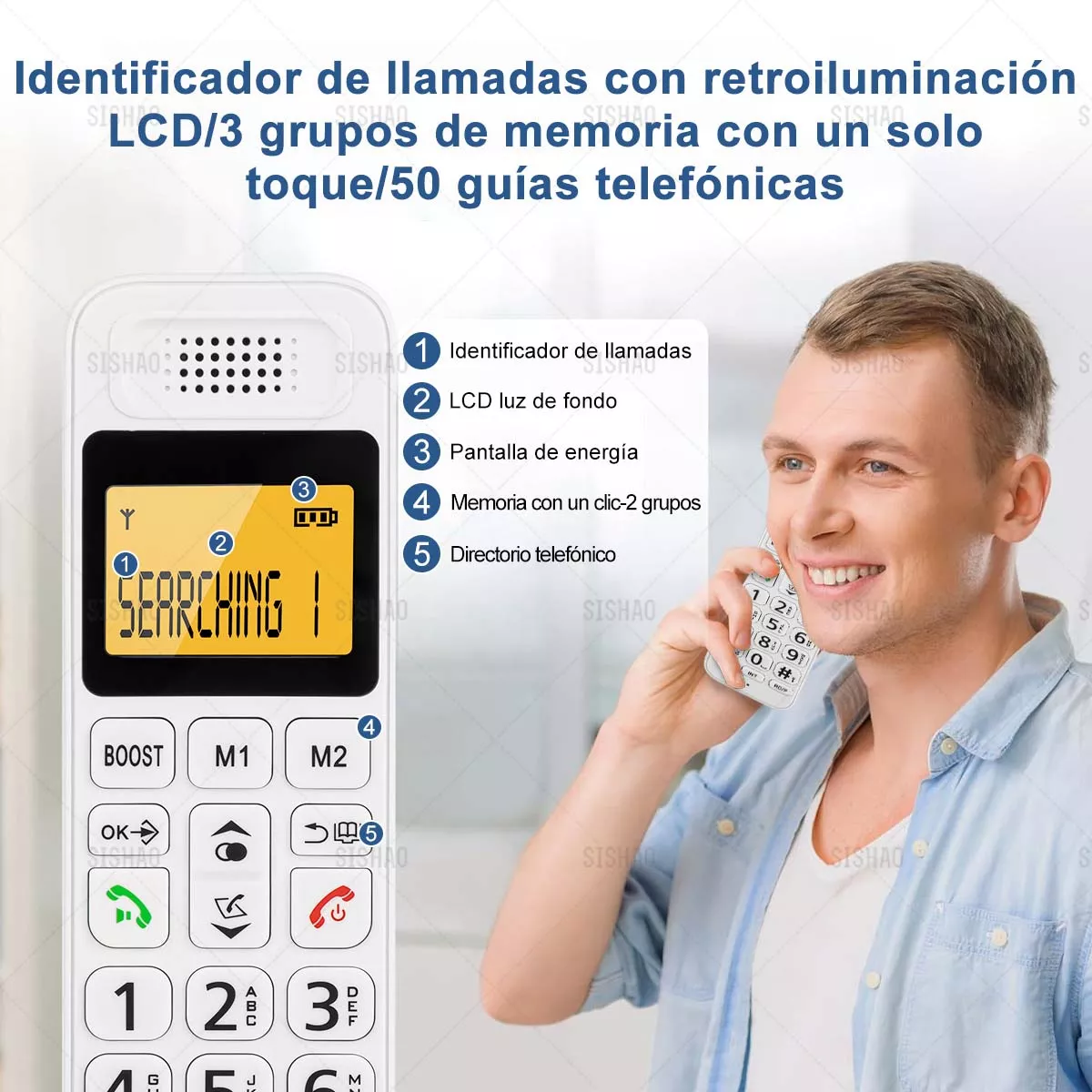 D1011 Teléfono Inalámbrico Con Lcd Y Amp Para Casa Oficina