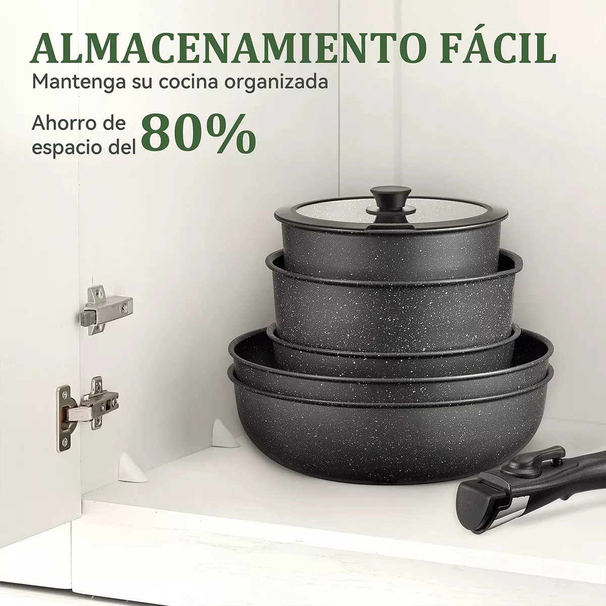 Juego De Ollas Y Sarten Bateria De Cocina Extraíble 15pcs