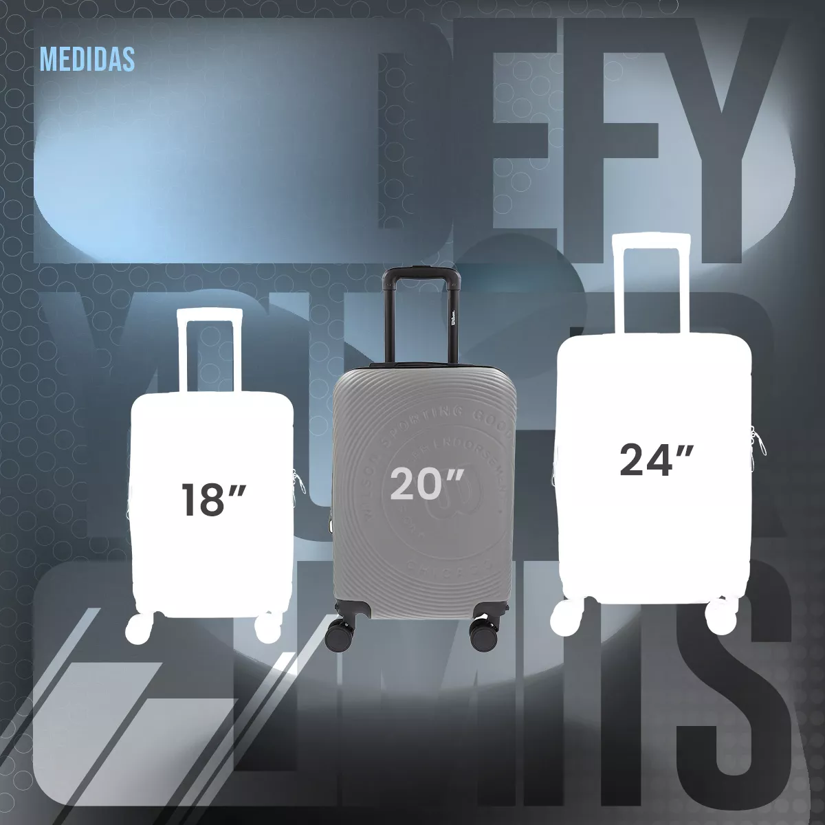 Maleta Mano Gris Wilson Viaje Rigida 20in Pulgadas Candado 10kg Cabina Ruedas360°