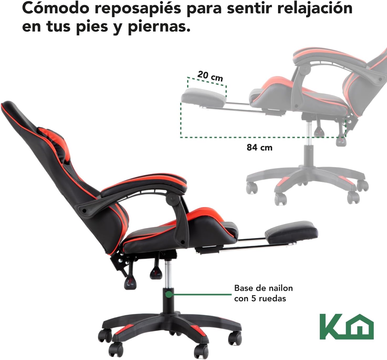 Kingshouse | Silla ergonómica reclinable para juegos