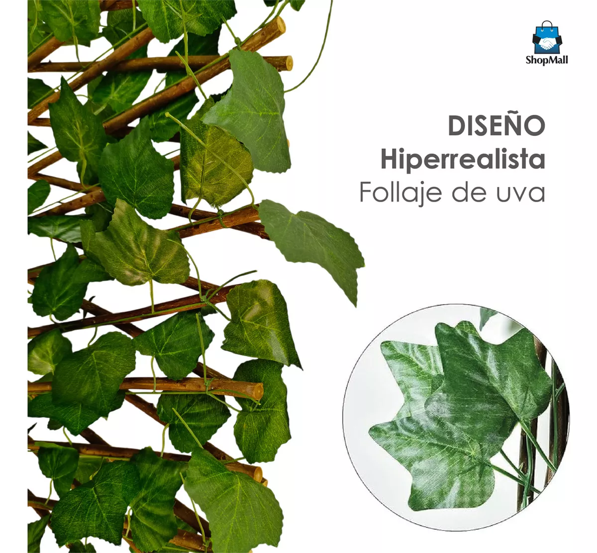 Muro Verde Expandible Follaje Hoja Artificial 1.2 X 3 1 Pz Estructura CAFÉ Planta Verde oscuro
