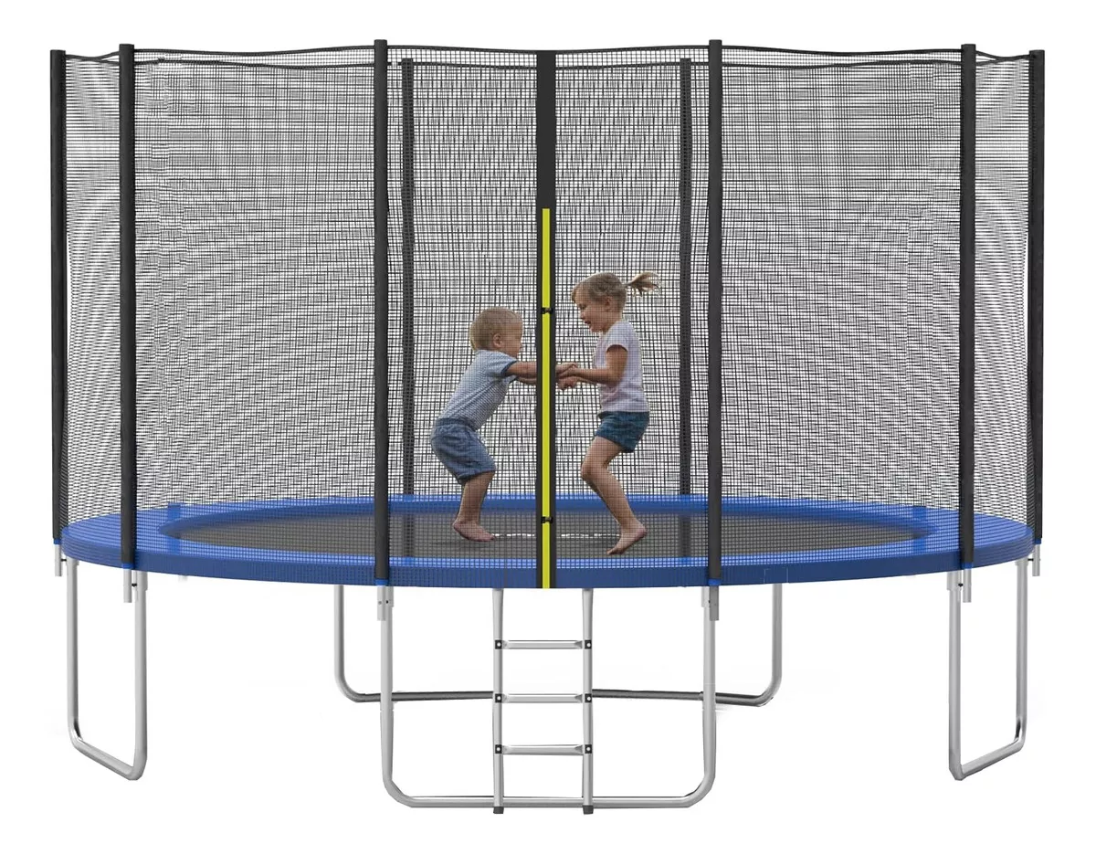 Trampolin Brincolin Vanlig 12 Pies 3.65m Tumbling Brinca Lona De Salto Negro Cobertor De Resortes Azul