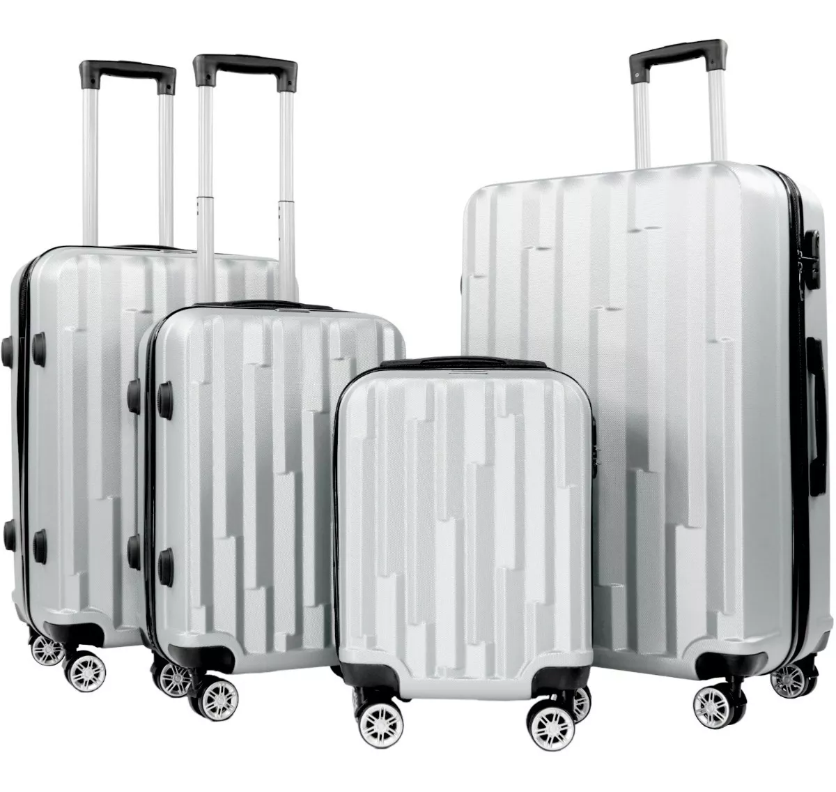 Set 4 Maletas Gris Plata Equipaje Ultra Resistente 4 Ruedas