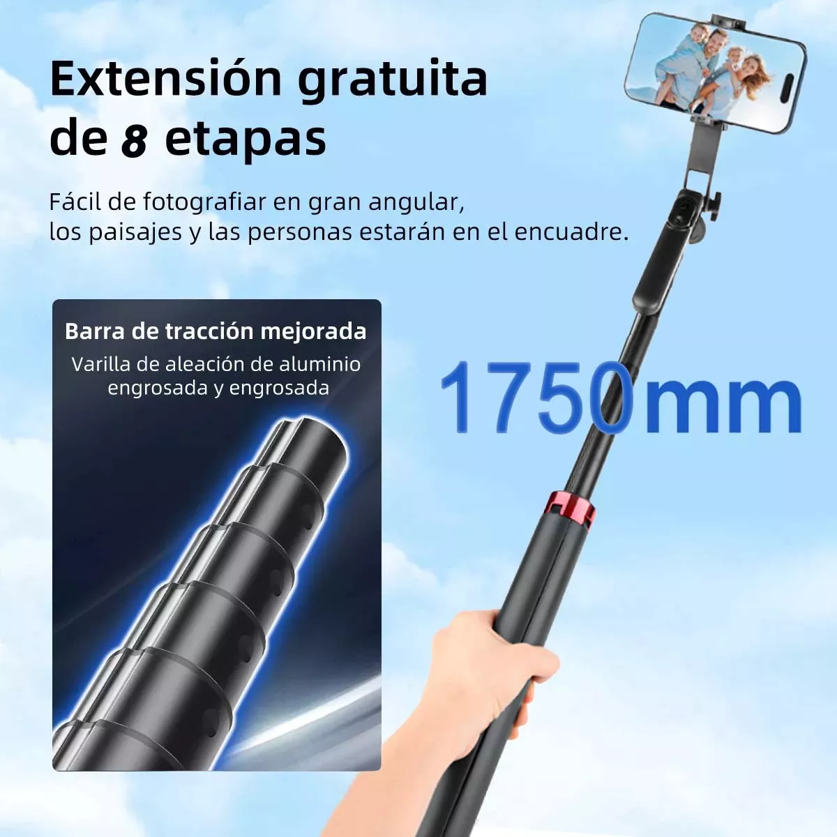 Tripode Celular Selfie Stick Bluetooth Control Remote 175cm