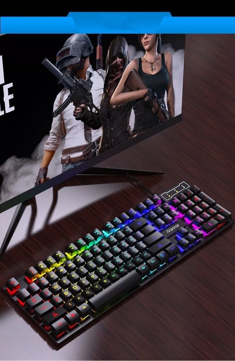 Combo Teclado Y Mouse Alambrico Con Luz Para Juego Ivarma