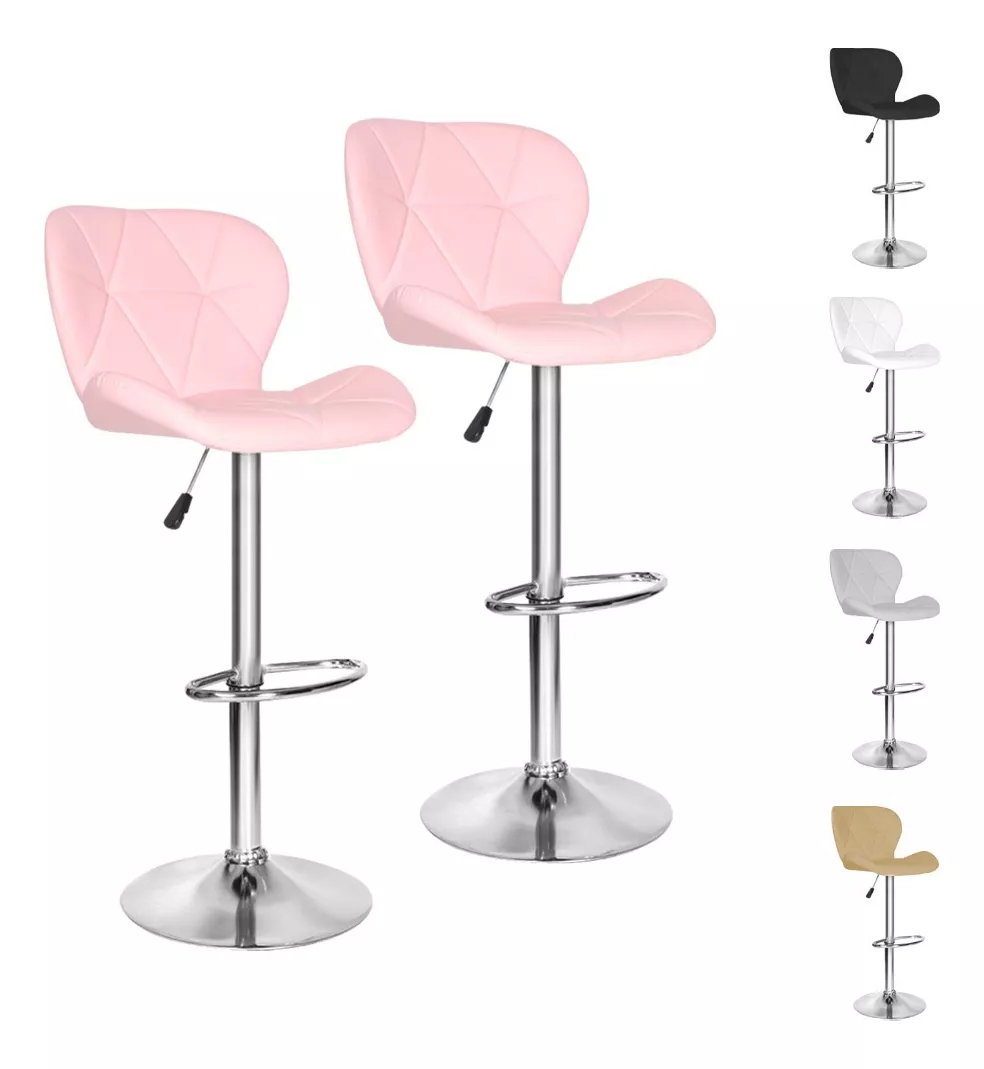 Set De 2 Bancos De Cocina Taburete Silla Barra Respaldo Alto