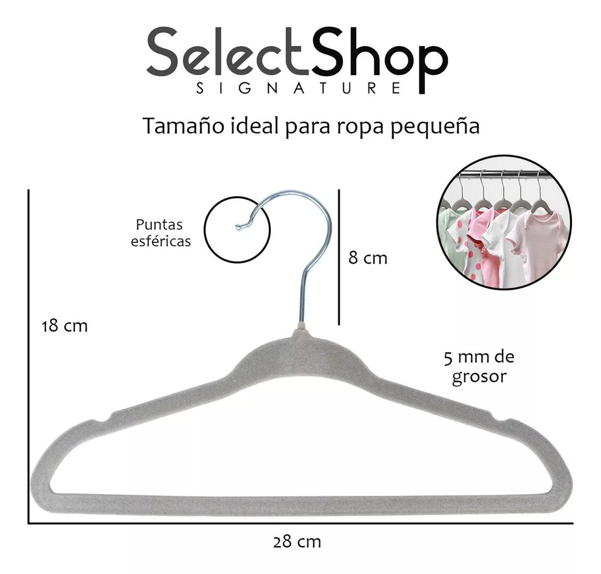 Set 50 Ganchos Perchas Ropa Infantil Niños Alta Calidad