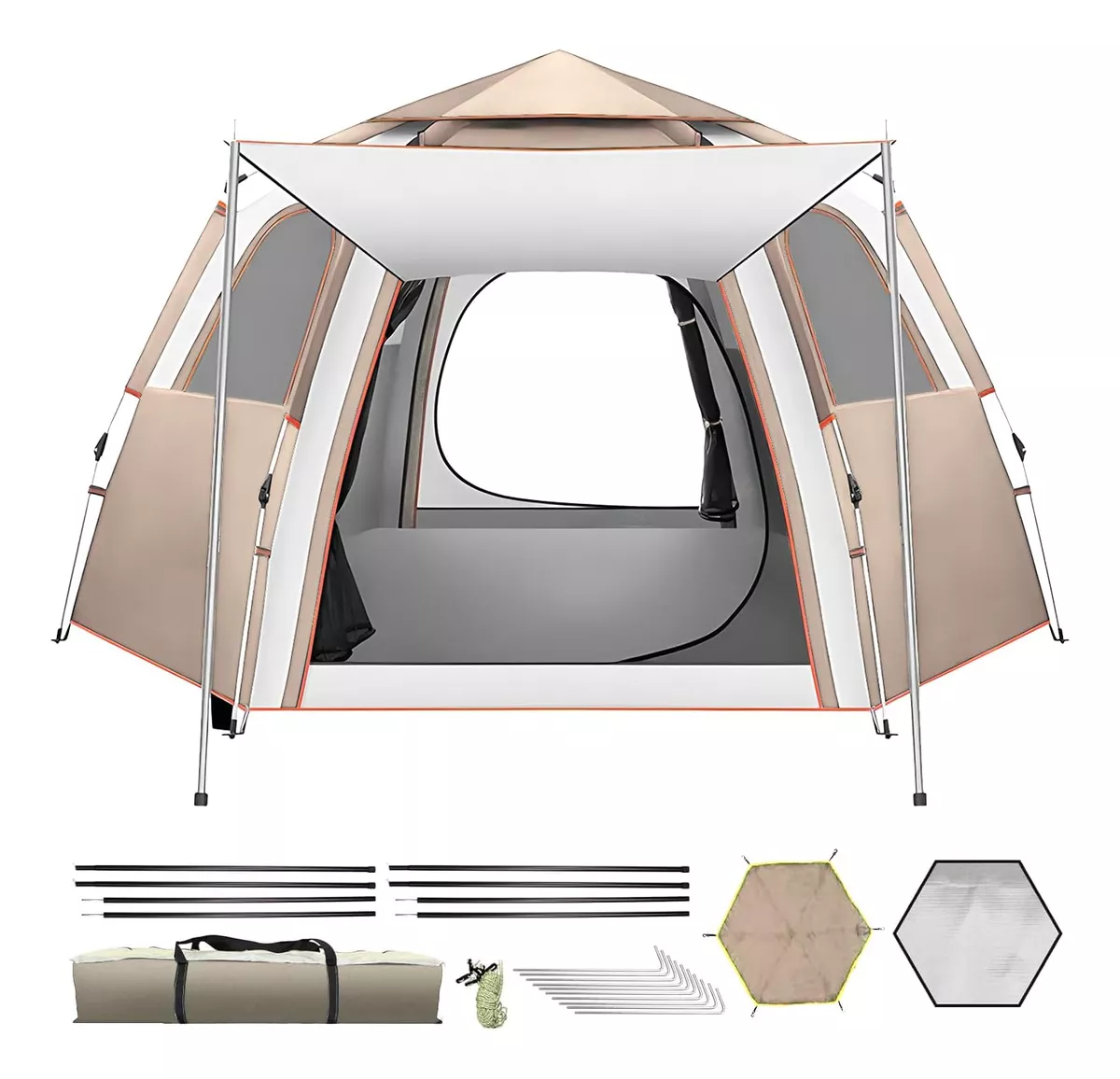 280×280cm 6-10 Tienda Campaña Personas Grande Camping Casa