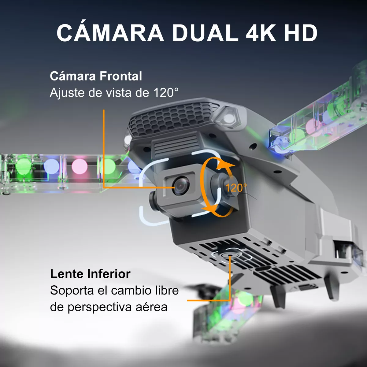Mini Drone Con Camara Ourlife Ak Air2 Con Luces Chidas Gris