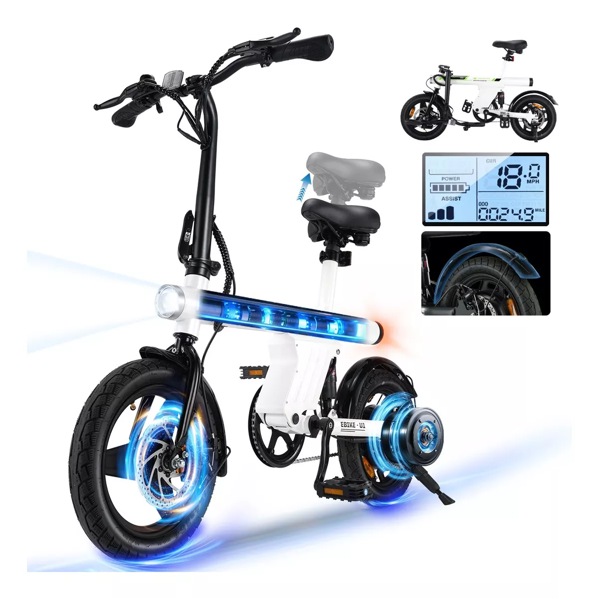 Bicicleta Eléctrica Plegable 1000w 32km/h 60km Bici Electric