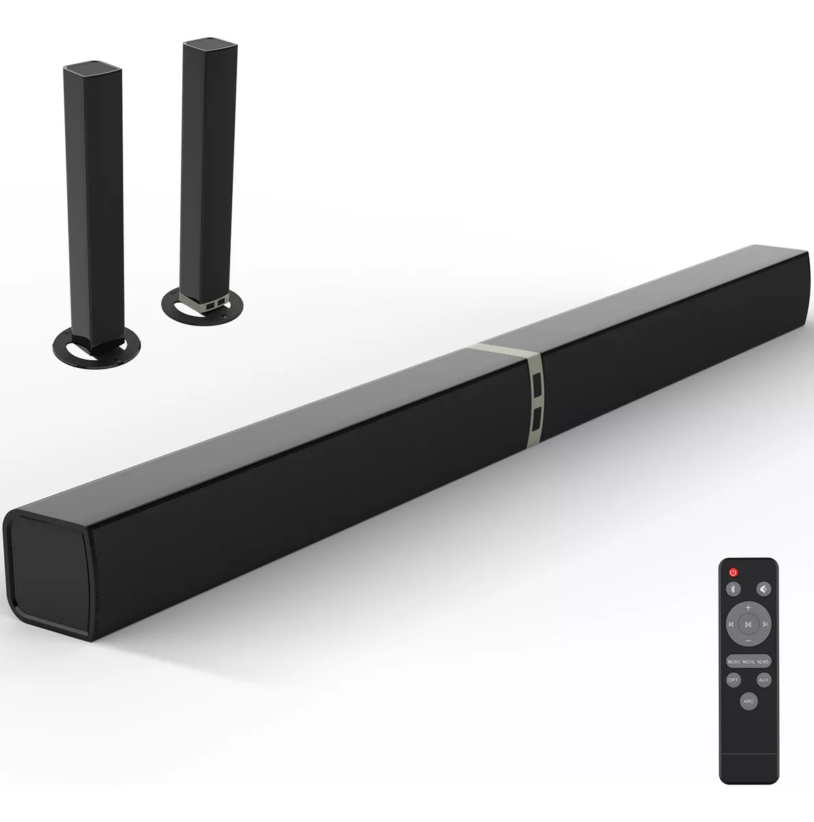 Mzeibo Barra De Sonido, Barras De Sonido Para Smart Tv, Barra De Sonido Bluetooth 5.0 De 60w Y 32 Pulgadas Desmontable Con Conexi&oacute;n Hdmi-arc/&oacute;ptica/aux, Altavoces Para Tv Y Audio De Cine En Casa