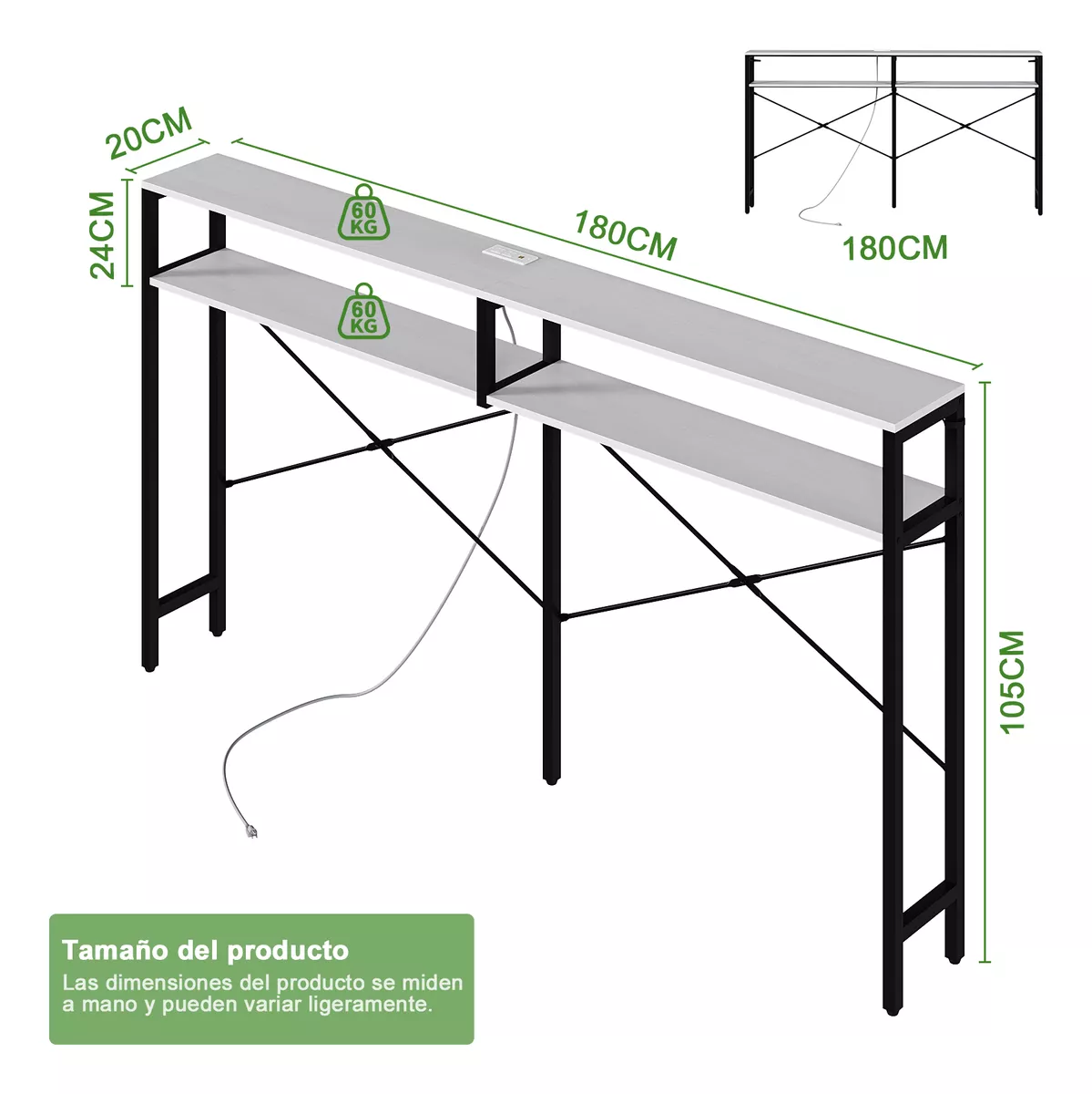 Mesa Consola Moderna Con Dos Hileras De Estantes180*20*105cm