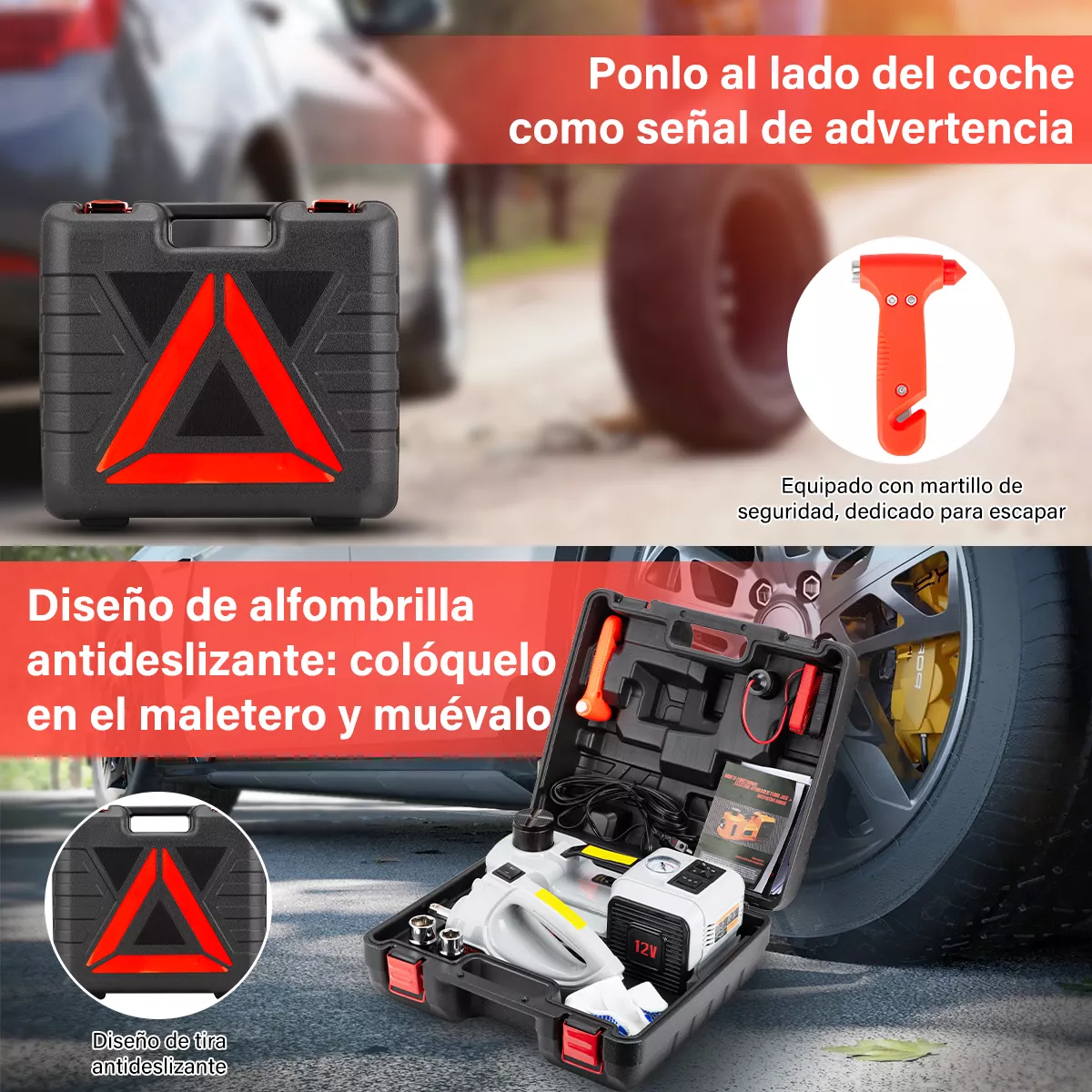 5 En1 Gato Hidráulico Eléctrico Automotriz 5 Ton 12v Con Luz