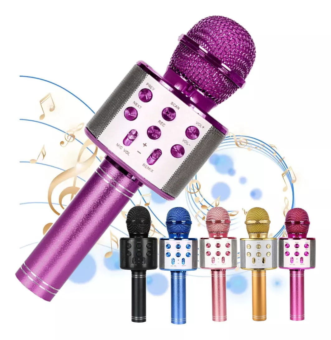 Micrófono De Karaoke Inalámbrico Con Bluetooth Y Bocina Azul Jutang 001
