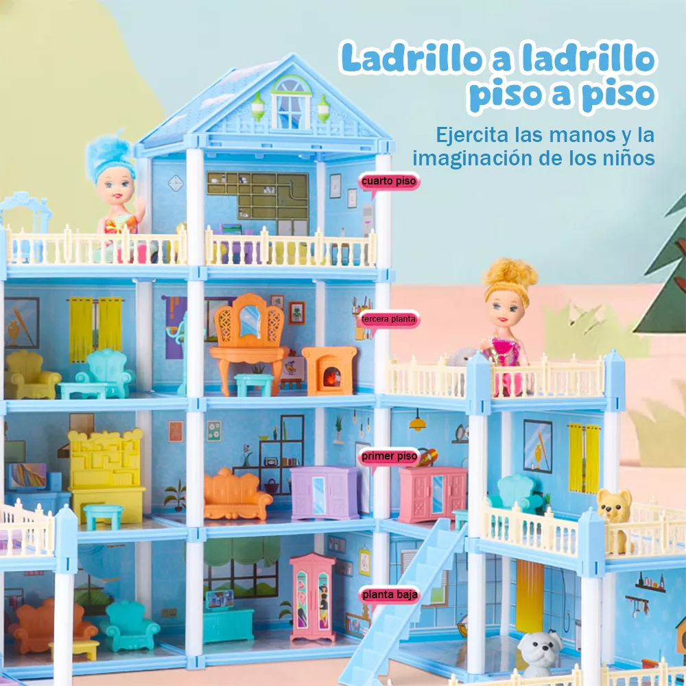 Casa Para Muñecas Con Muñecas Y Muebles Regalo Para Niñas