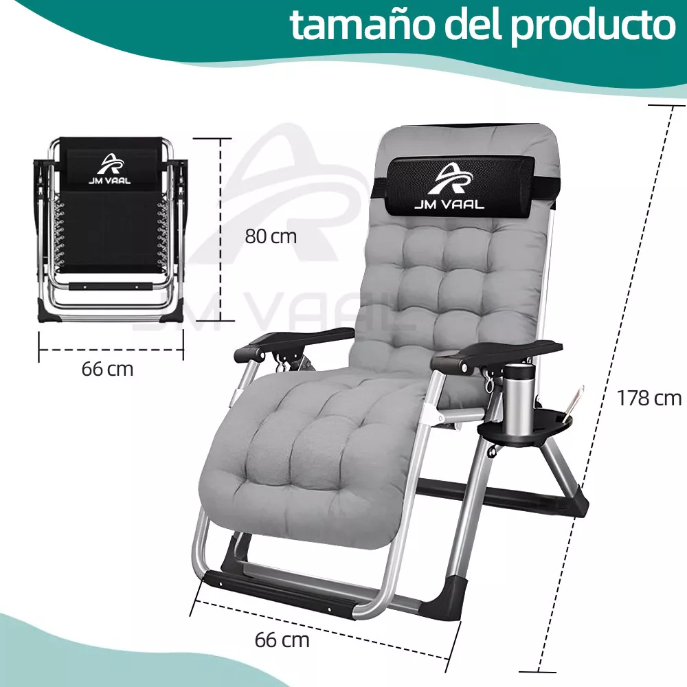 Silla Camastro Plegable Ajustable En 180 Con Colchón Jm Vaal