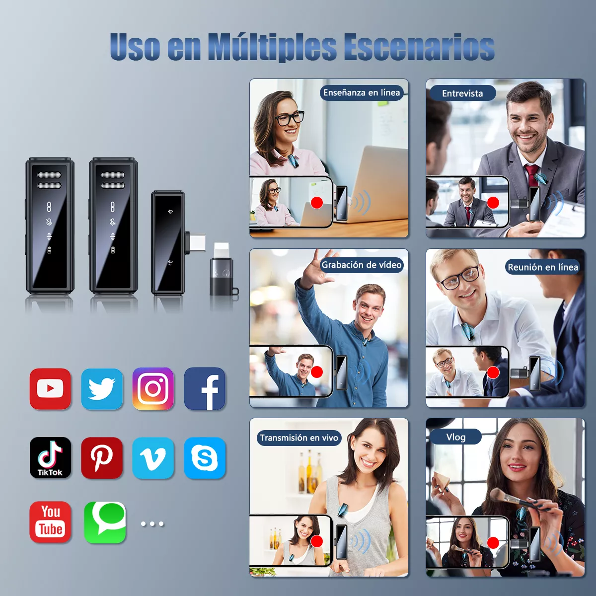 Micrófono Inalámbrico Lavalier Solapa Para iPhone Y Android