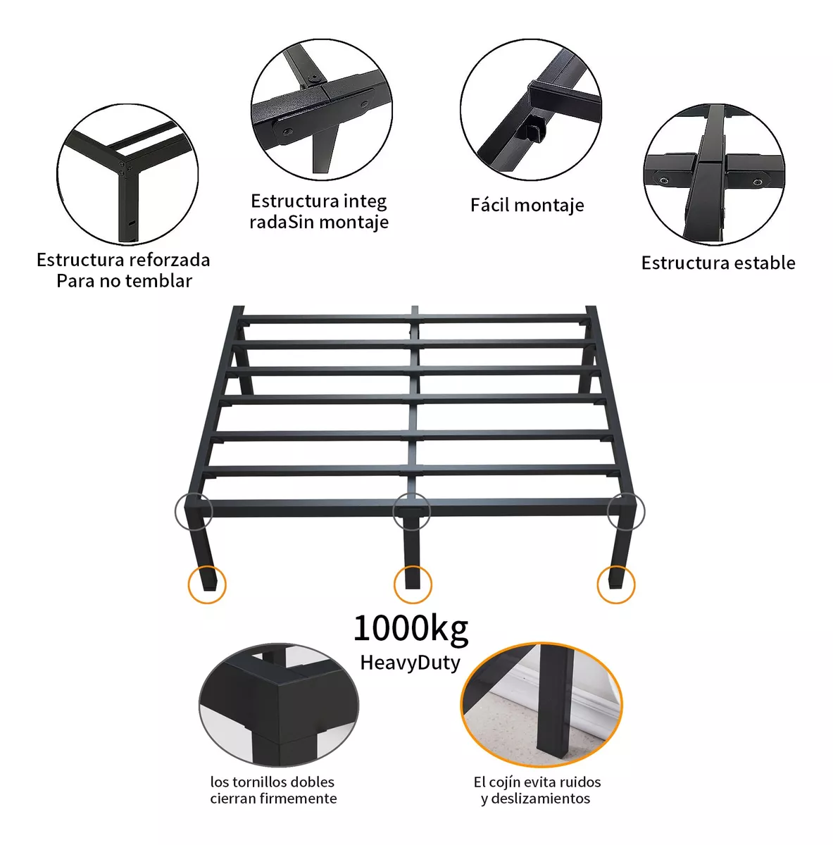 Base Cama Individual De Metal 14 Pulgadas 96*190.5*35.6cm