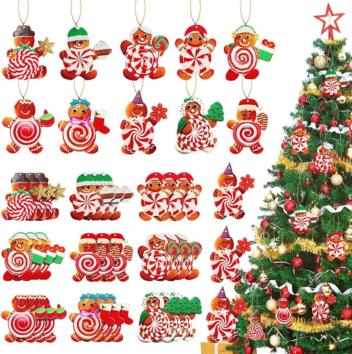 40pz Adornos De Hombre Jengibre Decoraci&oacute;n Arbol Navidad kit