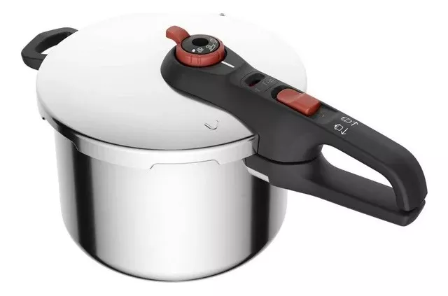 Olla De Presi&oacute;n T-fal Secure Click P2580705 6 Litros color Plateado