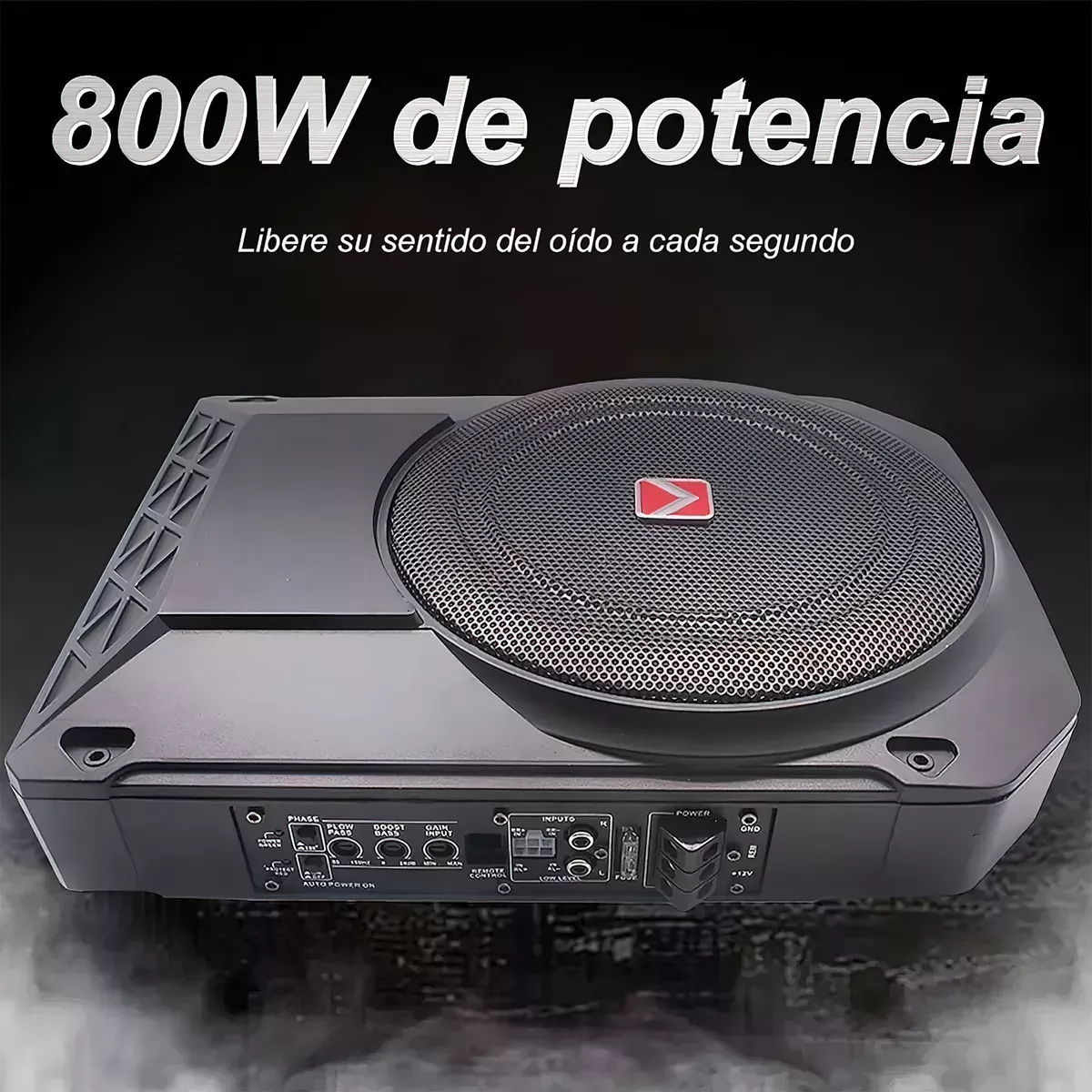 Bocina Subwoofer Amplificada 10 Pulgadas 800w Negra Para Auto/camioneta Bajos De Carro