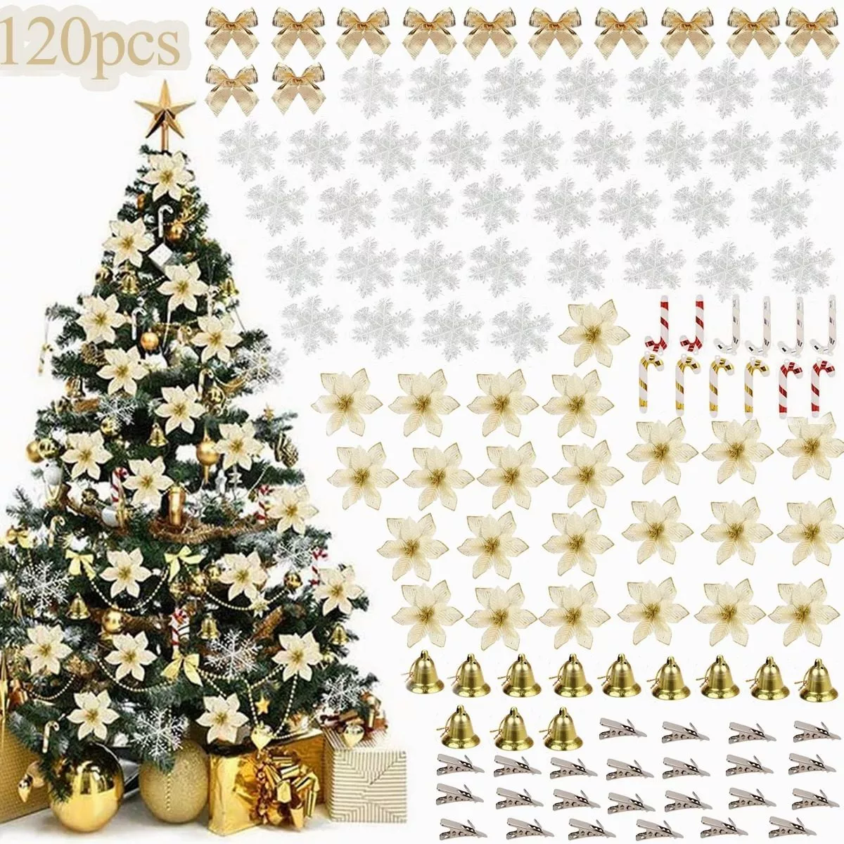 Decoraci&oacute;n Para &Aacute;rbol De Navidad Adornos 120piezas Navide&ntilde;a
