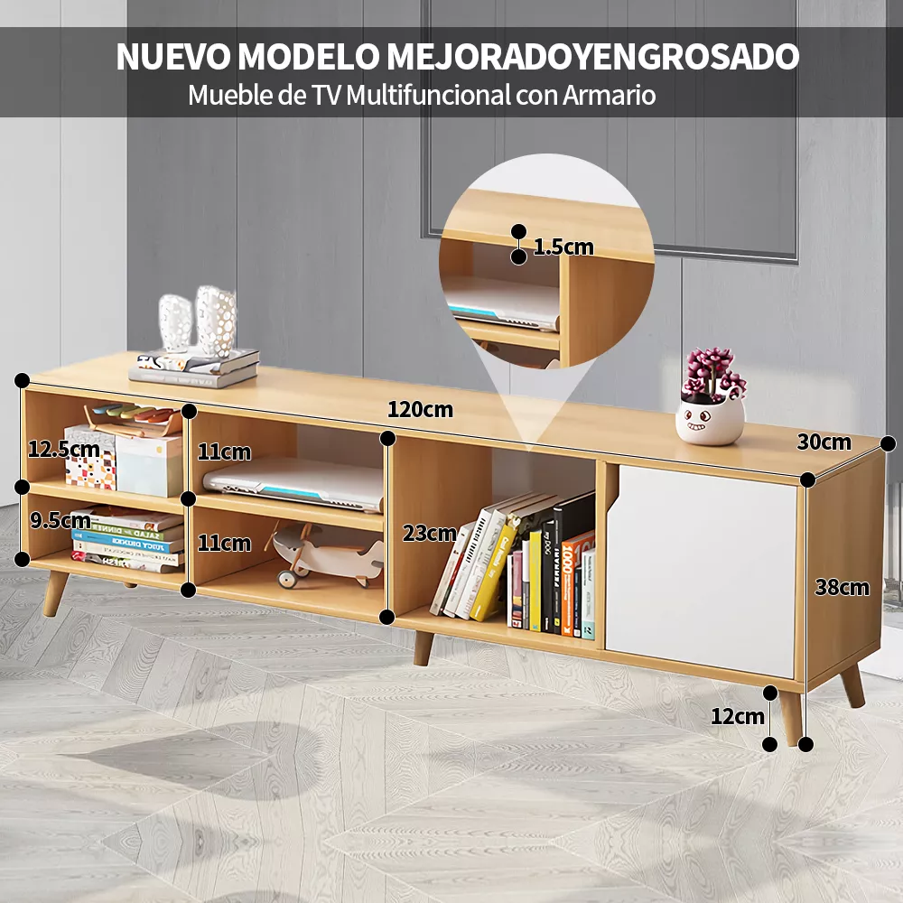 Mesa De Tv Gabinete Para Almacenamiento De Madera 120x30x38