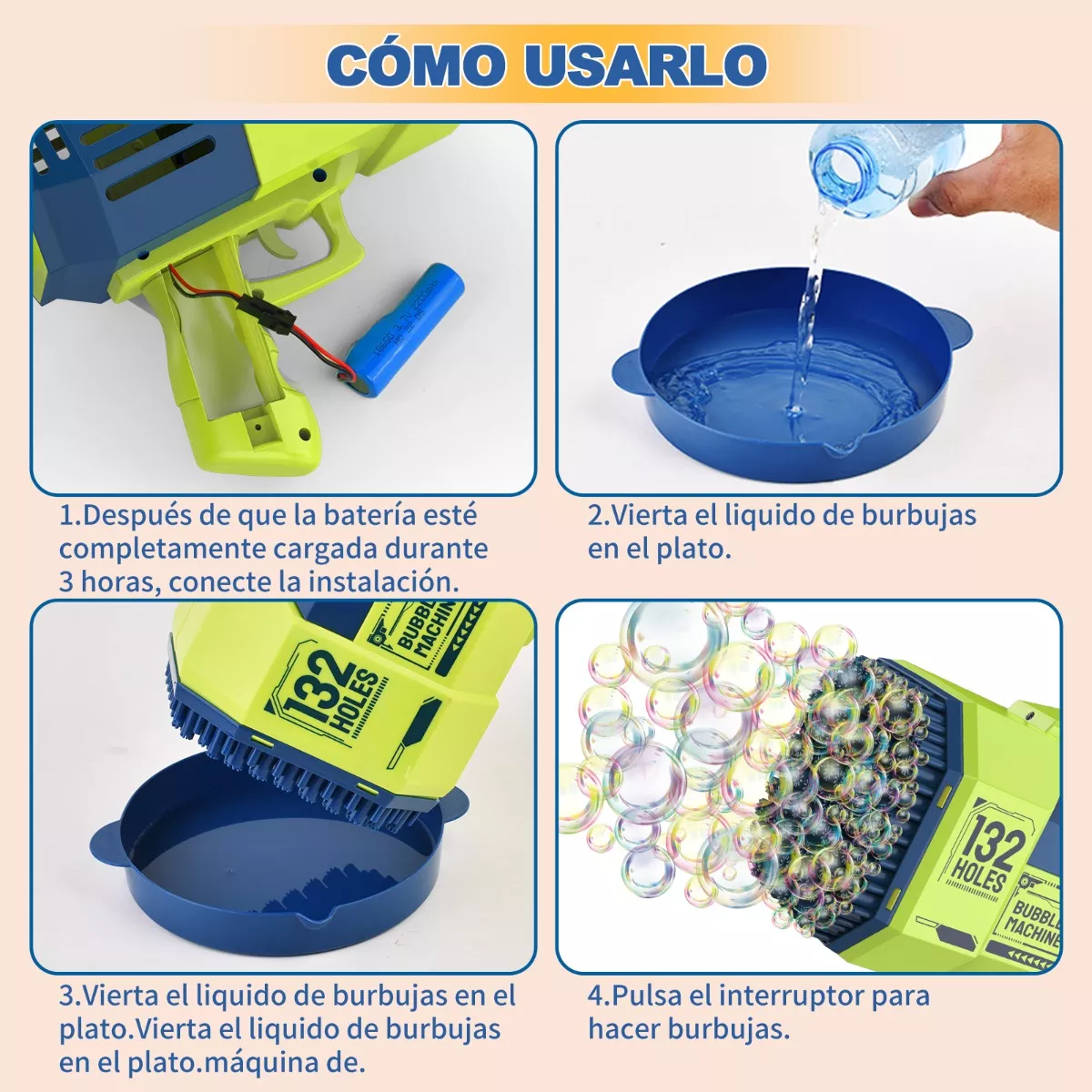 Pistola De Bubujas Bazooka Burbujas Juguetes Para Niños
