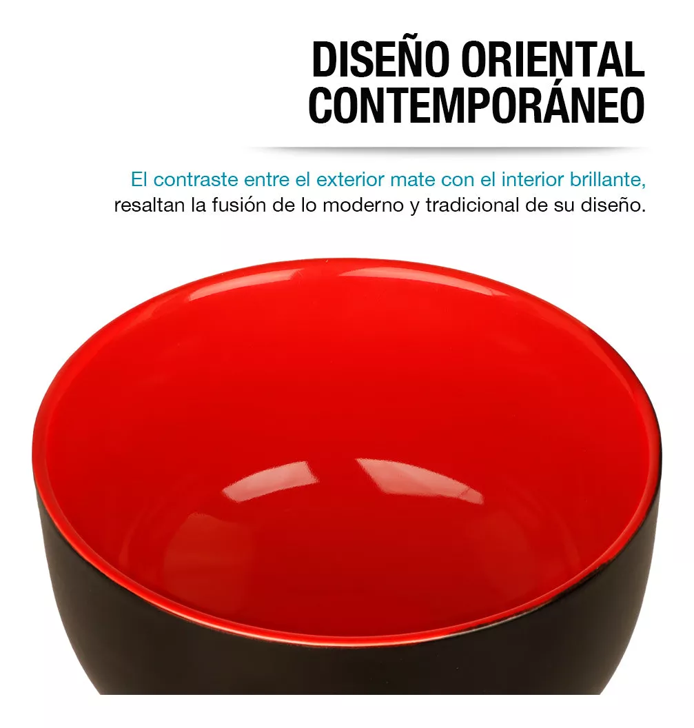 4 Platos de Cerámica para Ramen Extra Grandes (1 Litro), Incluye 4 Palillos Reutilizables de Melamina, Bowls para Noodles, Comida Japonesa y Asiática, Sopa, Cereal