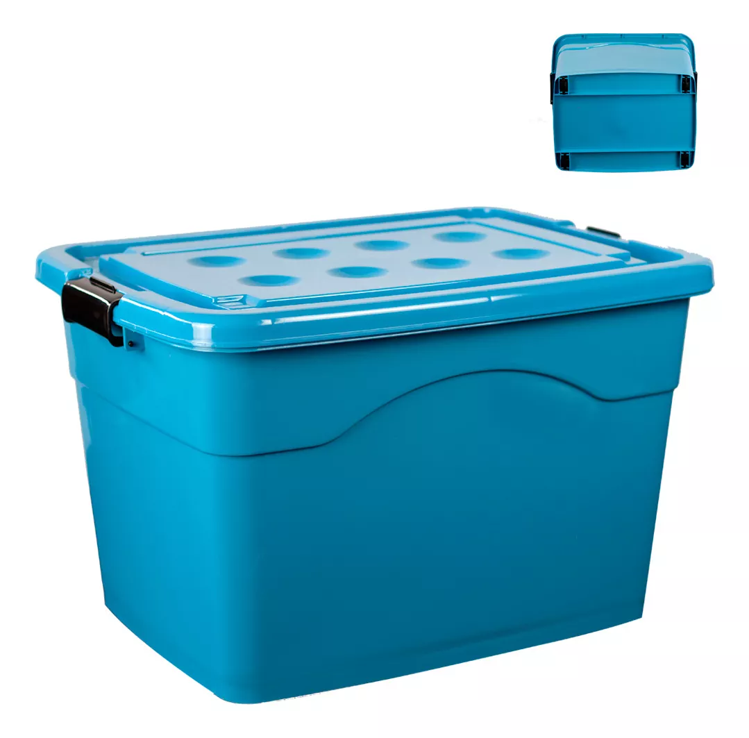 Caja Plastica Mileto 72 Lts Con Ruedas Y Grapas De Seguridad