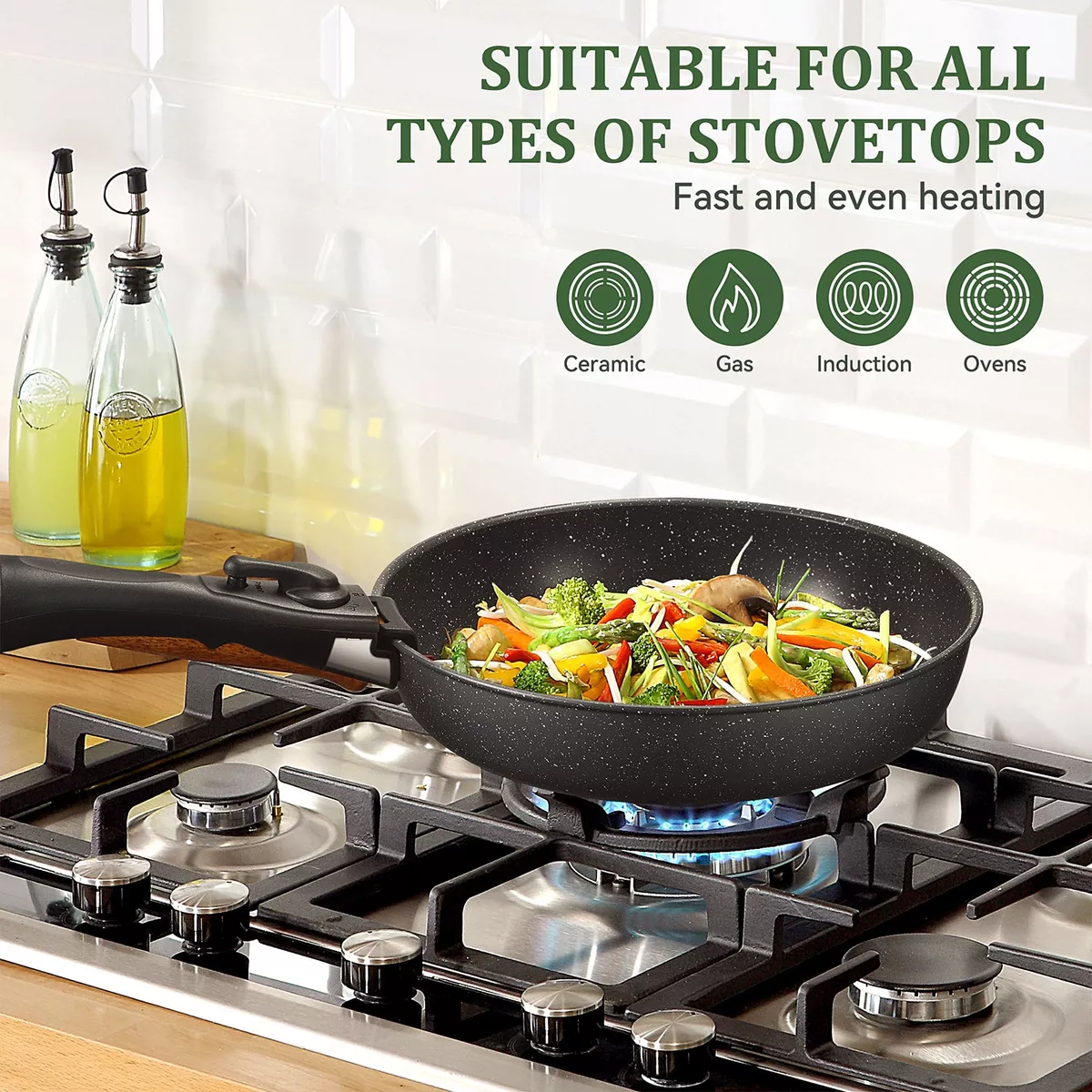Juego De Ollas Y Sarten Bateria De Cocina Extraíble 15pcs