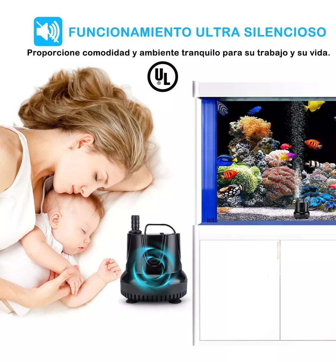 3.5m Bomba De Agua Sumergible Fuente Pecera Acuario 3500l/h