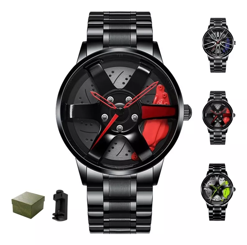 Reloj Moda Hombre Disco Llanta Rin Calipers Metal Cuarzo