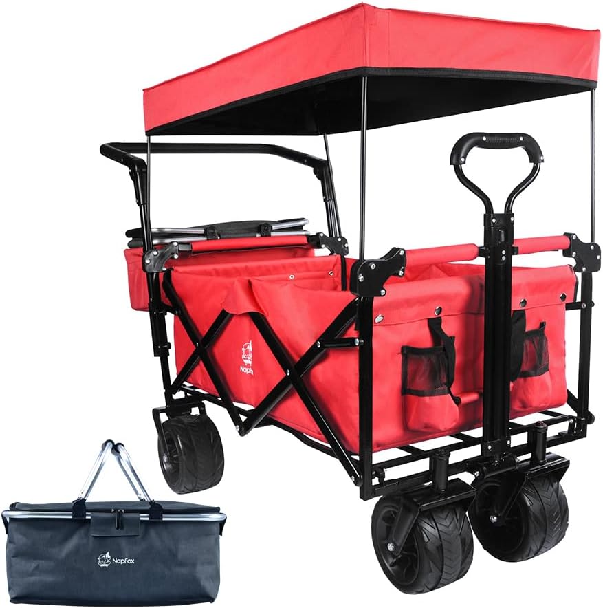 Bicicleta plegable resistente con parte superior extra&iacute;ble, ruedas grandes de 4 pulgadas, frenos, mango ajustable, bolsa refrigeradora para jard&iacute;n y playa al aire libre-----Toallita m&aacute;gica con nanoesponja