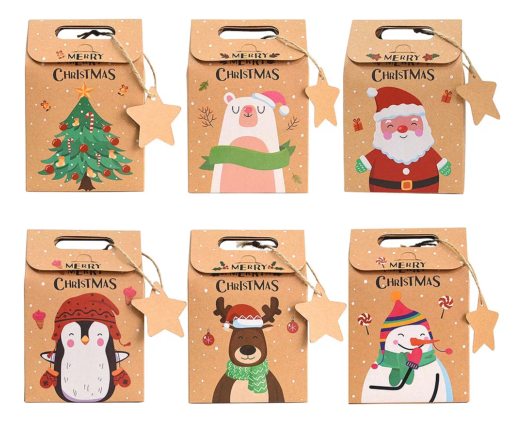 24 Bolsas Decorativas Navideñas Para Dulces Y Fiesta Regalo