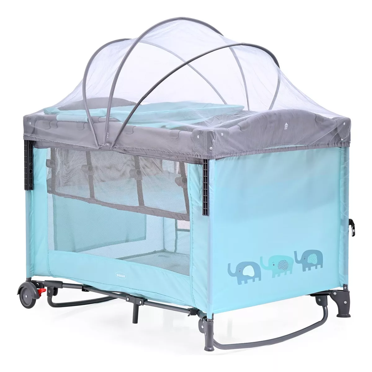 Cuna Colecho Para Beb&eacute; Prinsel Corral Mecedor Con Cambiador color Agua Dise&ntilde;o De La Tela Aqua