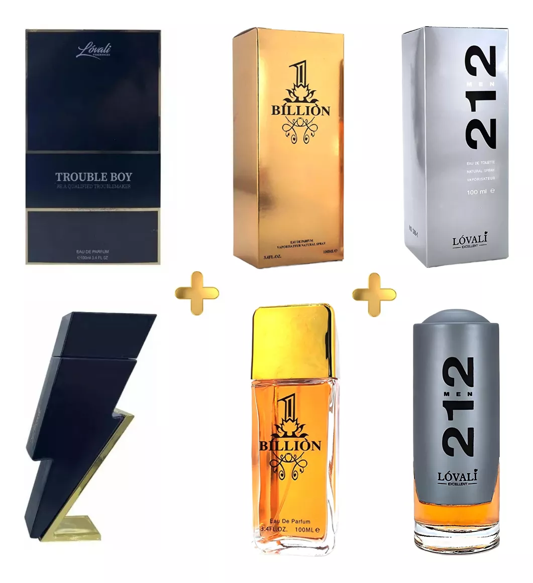 3pk 100ml Perfume Trouble Boy 212 1 Billion Hombre