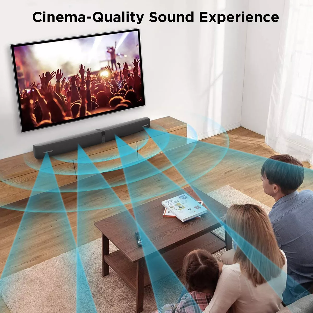 Barra De Sonido Assistrust, Barra De Sonido De 90 W Para Smart Tv, Barra De Sonido Bluetooth 5.0 Con Conexión Cableada E Inalámbrica, Aumento Automático De Volumen, Cables Arc/óptico/aux Y Control