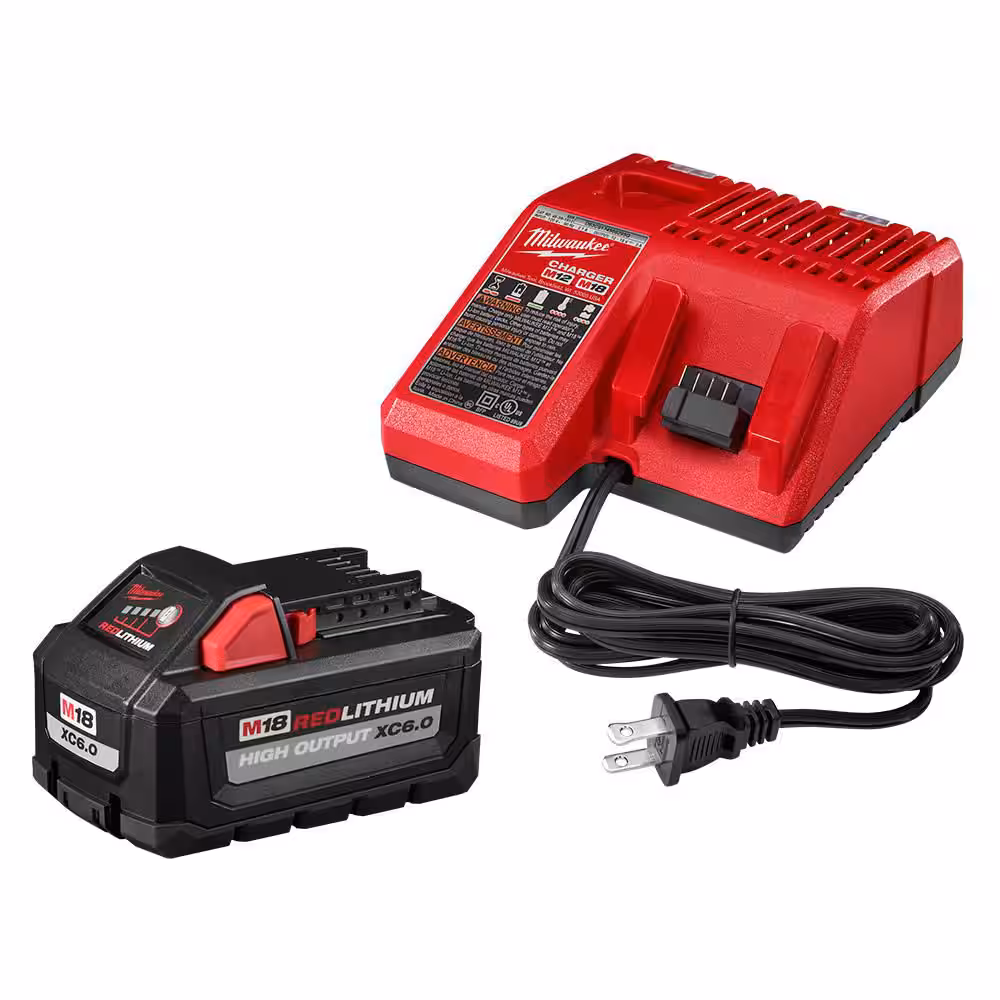 Milwaukee M18 Kit básico de alto rendimiento de iones de litio de 18 voltios con batería de 6,0 Ah y cargador 48-59-1865H